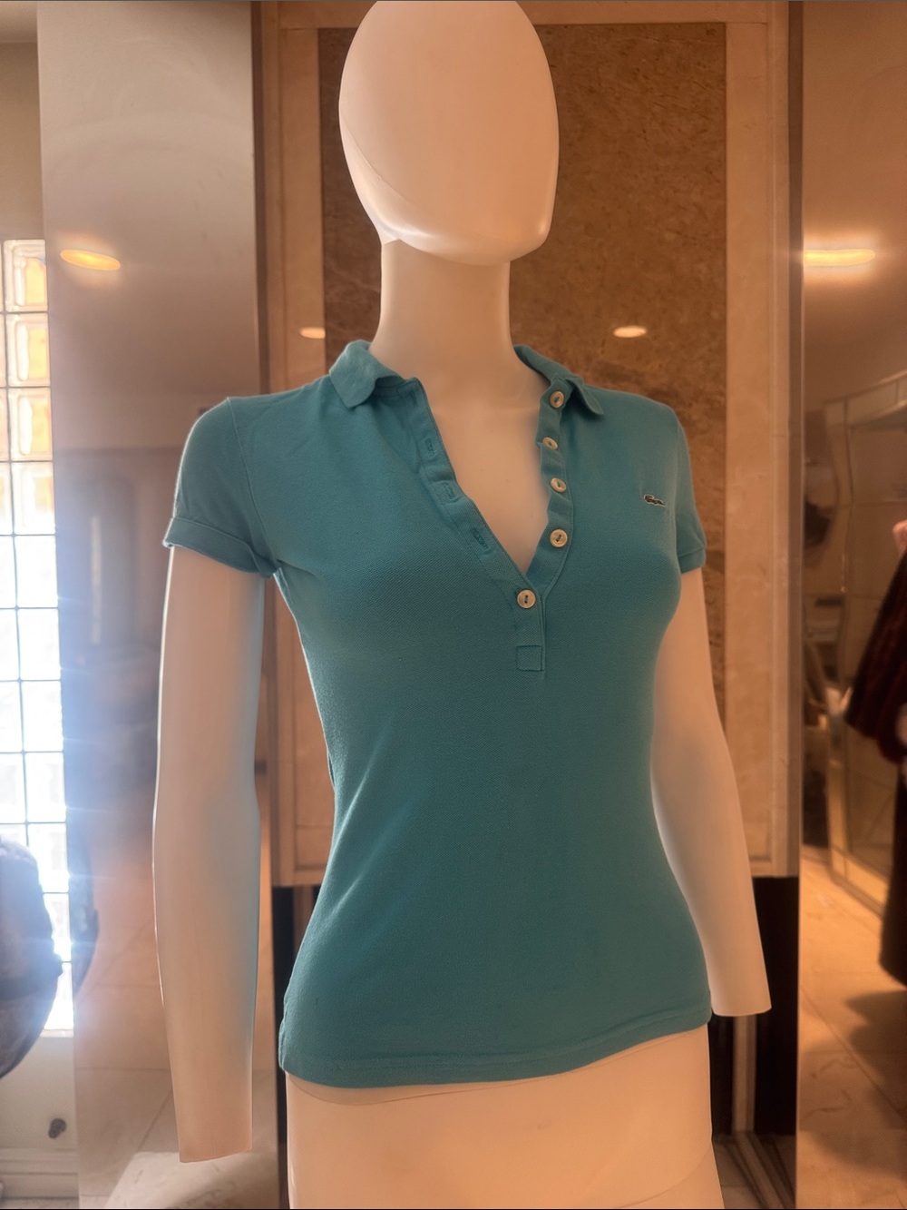 Lacoste Vintage Turquoise Fitted Polo